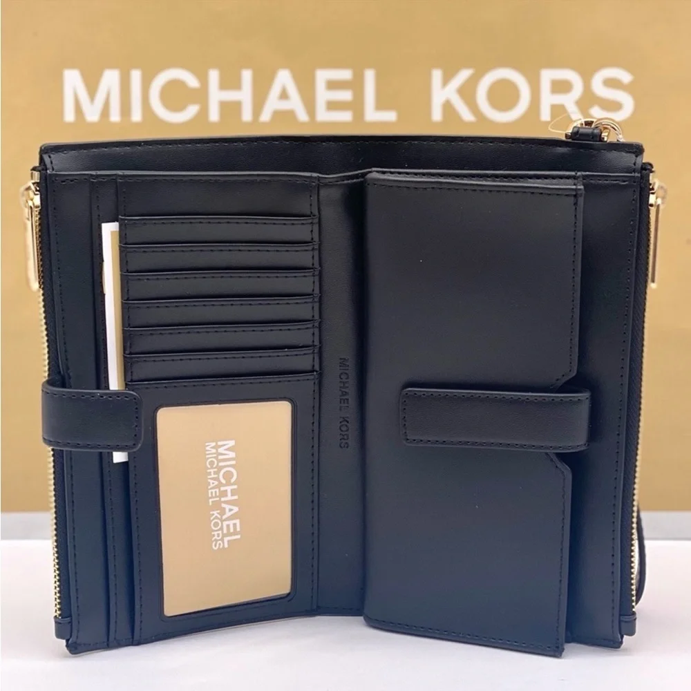Michael Kors Jet Set Medium Pocket Shoulder Tote Bag And DoubleZip Wallet Set